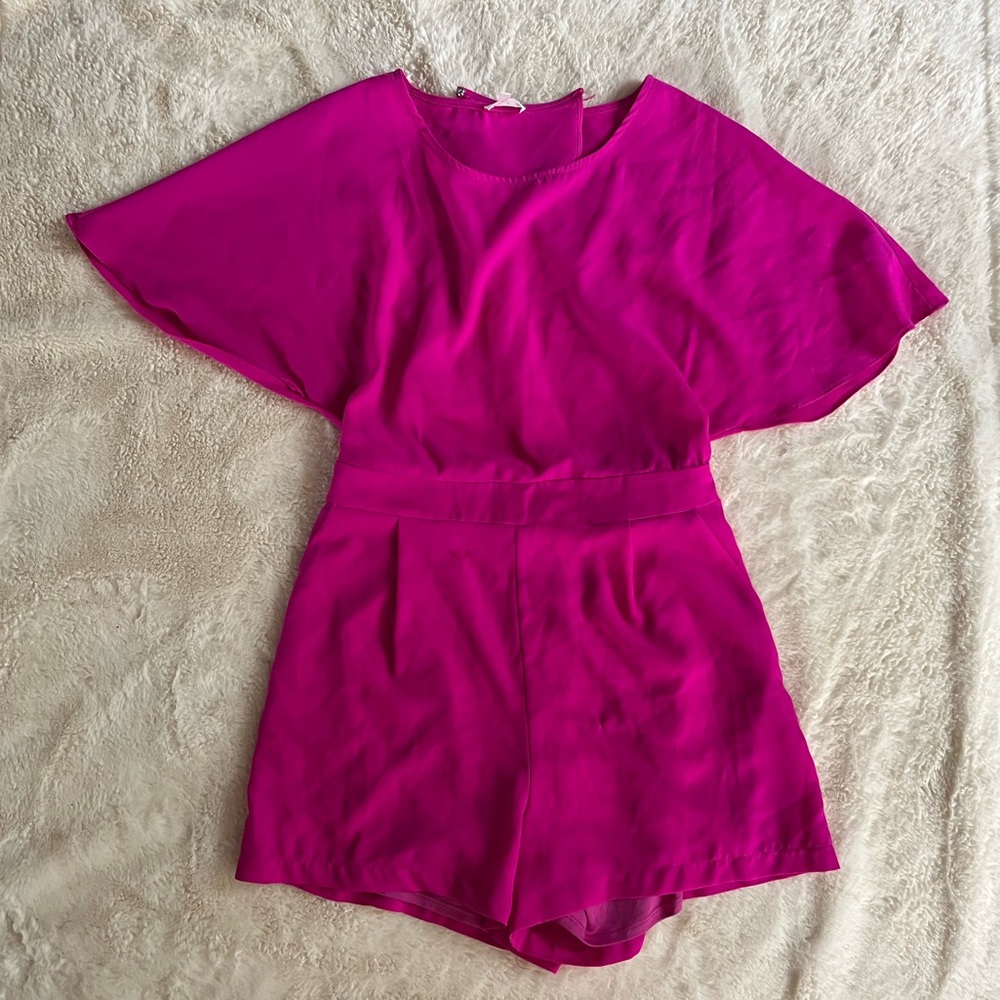 Boutique hot pink romper shorts
